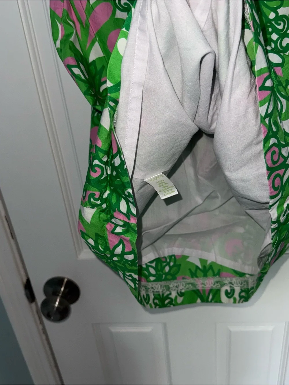 Girls Lilly Pulitzer Dress Sz 7 Green Pink White Floral Sleeveless Ruffled Neck - Picture 5 of 7